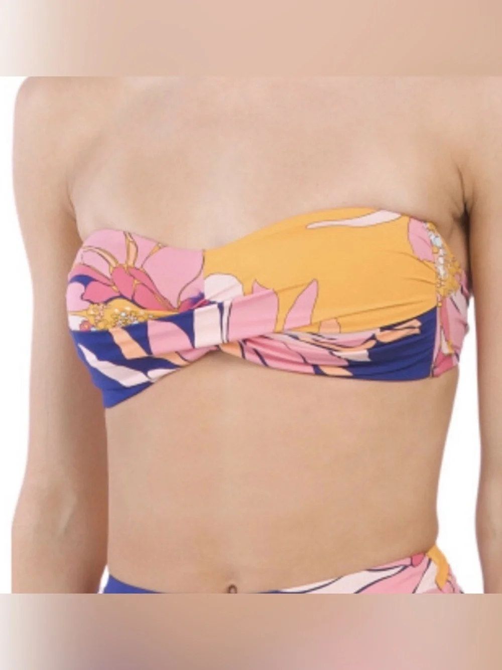 Trina Turk Breeze Floral Twist Front Bandeau Bikini Top Size 10 beach vacation